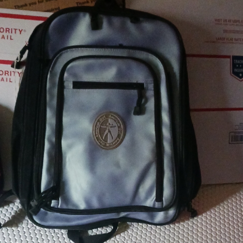 American Girl Blue Black and Silver Kids Backpack#used Condition